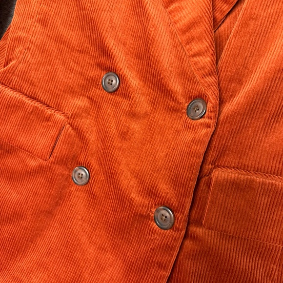 GAP Burnt Orange Corduroy Double Breasted Blazer Women’s Size 6 Jacket - Picture 10 of 16
